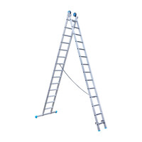 Eurostairs Eurotreppe Leiter doppelt gerade 2 x 14 Sprossen + Giebelrollen