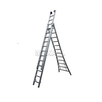 MAXALL® Maxall Dreiteilige Reformleiter gebogen 3x12 Sprossen + Giebelsprossen