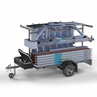 Euroscaffold Gerüstanhänger + Euro-Rollgerüst komplett 135 x 250 x 8,2m Arbeitshöhe + einfaches Frontgeländer