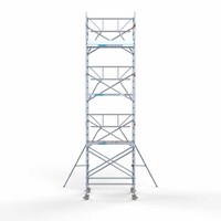Euroscaffold Rollgerüst komplett 135 x 190 x 8,2 m Arbeitshöhe inkl. Leichtbauplattform + einfaches Frontgeländer
