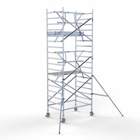 Euroscaffold Rollgerüst komplett mit einfachem Frontgeländer 135 x 190 x 6,2 m mit leichter Plattform