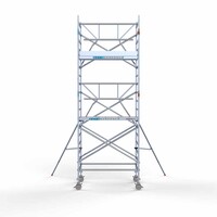 Euroscaffold Rollgerüst komplett mit einfachem Frontgeländer 135 x 190 x 6,2 m mit leichter Plattform