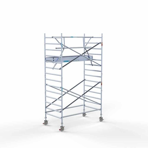 Rollgerüst komplett mit einfachem Frontgeländer 135 x 250 x 5,2 m mit leichter Plattform Euroscaffold Rollgerüst komplett mit einfachem Frontgeländer 135 x 250 x 5,2 m mit leichter Plattform