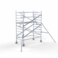Euroscaffold Rollgerüst komplett mit einfachem Frontgeländer 135 x 250 x 4,2 m mit leichter Plattform