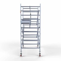 Euroscaffold Rollgerüst komplett mit einfachem Frontgeländer 135 x 250 x 4,2 m mit leichter Plattform