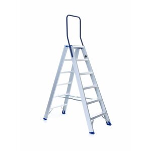 Eurotreppe Doppeltreppe professionell 6 Stufen (max. 3,30 m Arbeitshöhe)