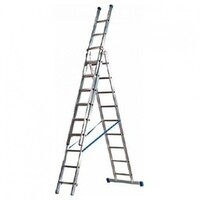 MAXALL® Dreiteilige gerade Leiter 3x10 + Giebelrollen