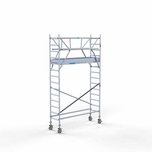 Euroscaffold Rollgerüst komplett 75 x 250 x 5,2 m Arbeitshöhe inkl. doppeltem Frontgeländer Euroscaffold Rollgerüst komplett 75 x 250 x 5,2 m Arbeitshöhe inkl. doppeltem Frontgeländer