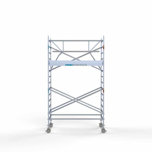 Rollgerüst komplett mit einfachem Frontgeländer 135 x 250 x 5,2 m Arbeitshöhe Euroscaffold Rollgerüst komplett mit einfachem Frontgeländer 135 x 250 x 5,2 m Arbeitshöhe
