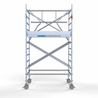 Euroscaffold Rollgerüst komplett mit einfachem Frontgeländer 135 x 190 x 4,2 m Arbeitshöhe