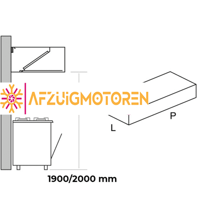 Doosmodel afzuigkap 4000x1100x400 mm