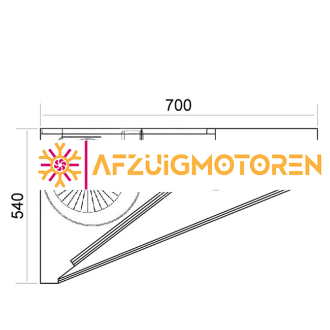 Schuinmodel afzuigkap met motor 1500x700x460 mm