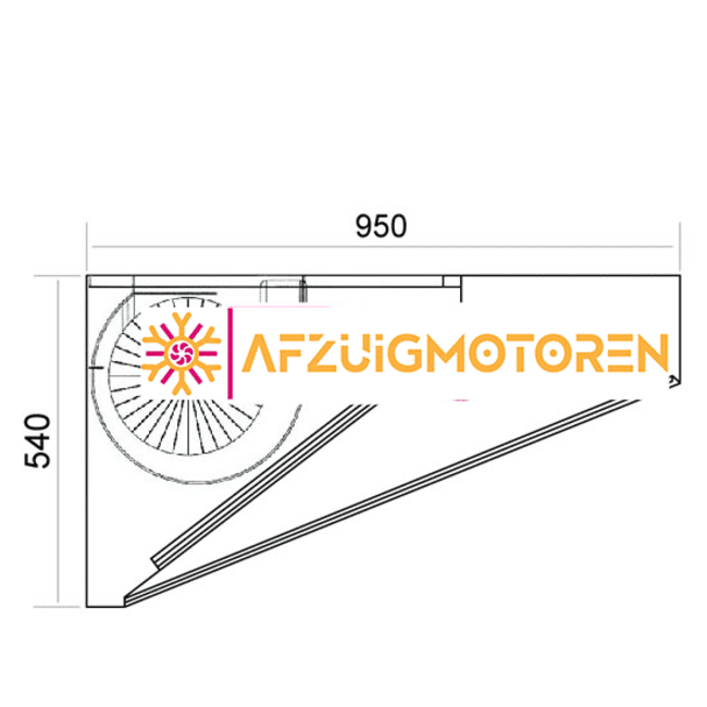 Schuinmodel afzuigkap met motor 1500x900x460 mm