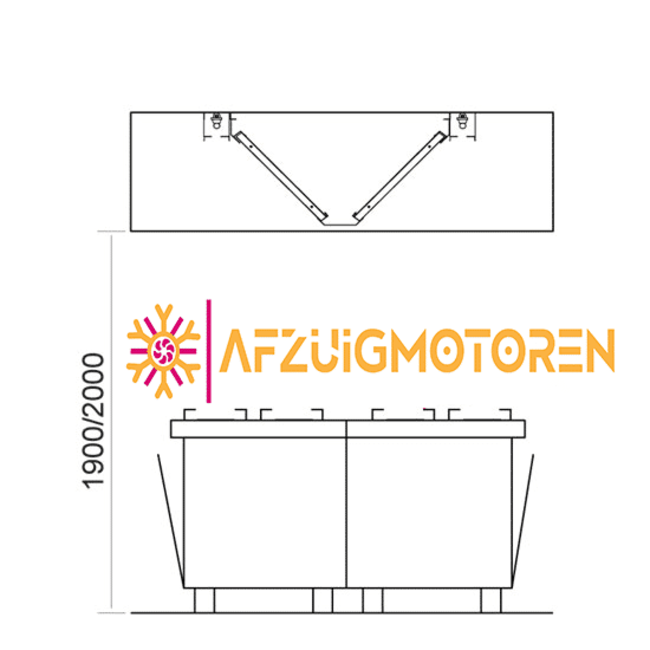 Eilandmodel afzuigkap 2500x2000x400 mm