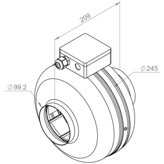 Ruck Ruck buisventilator EC 670 m3/h met motor - RS 160 EC - diameter 160