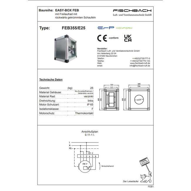 Fischbach Fischbach EASY BOX FEB 355/E 25 afzuigbox | 3275 m3/h