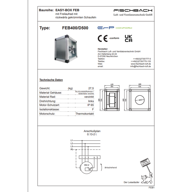 Fischbach Fischbach EASY BOX FEB 400/D 500 afzuigbox | 4100 m3/h