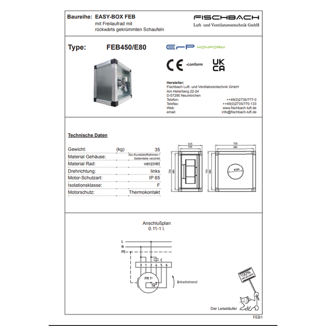 Fischbach Fischbach EASY BOX FEB450/E80 afzuigbox | 6490 m3/h