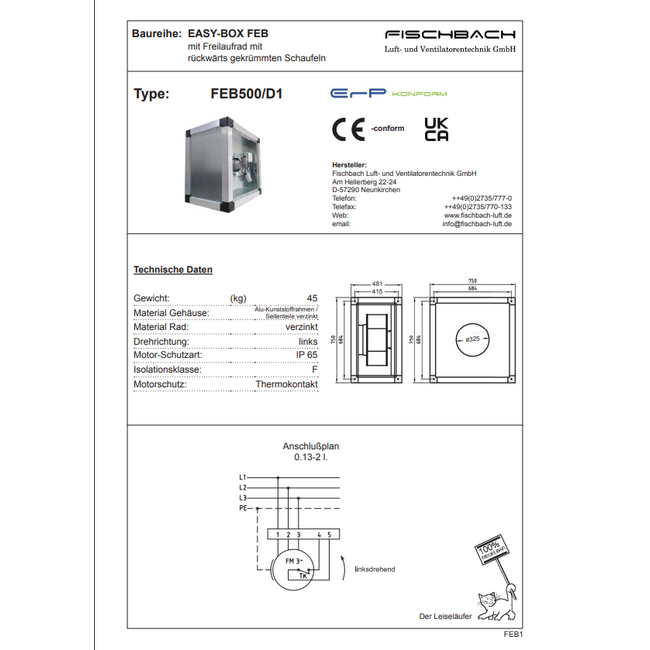 Fischbach Fischbach EASY BOX FEB500/D1 afzuigbox | 8261 m3/h
