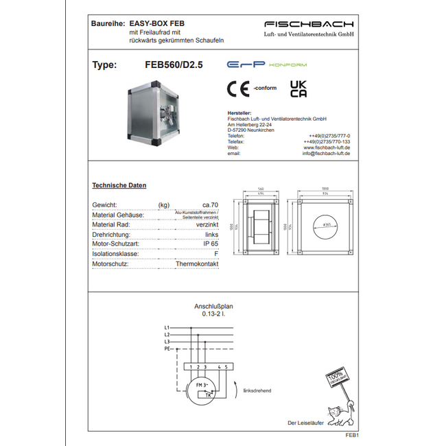 Fischbach Fischbach EASY BOX FEB560/D2.5 afzuigbox | 11900 m3/h