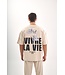 OVERSIZED T-SHIRT VIVRE LA VIE PRESENTS | BEIGE