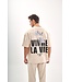 OVERSIZED T-SHIRT VIVRE LA VIE PRESENTS | BEIGE