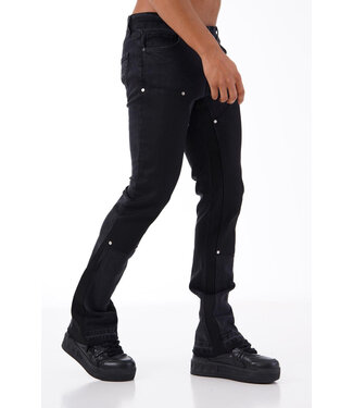 FLARED JEANS BLACK CONTRASTED