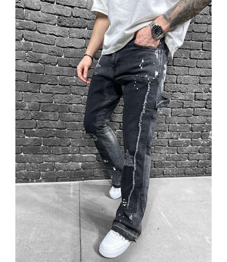 2YPREMIUM FLARE JEANS BLACK WITH WHITE SPLATTERS