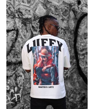 OVERSIZED T-SHIRT VEIL PRINTED WANTED D.LUFFY | WIT