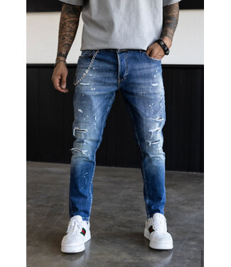 SLIM FIT EXCLUSIVE DENIM SPLATTERED BLUE 16705