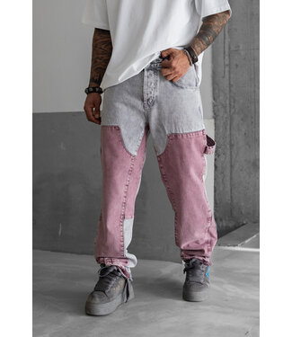 LOOSE FIT EXCLUSIVE DENIM WASHED GREY AND PINK 16721