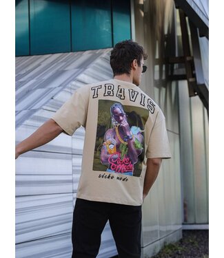 OVERSIZED T-SHIRT VEIL PRINTED TRAVIS SICKO BEIGE