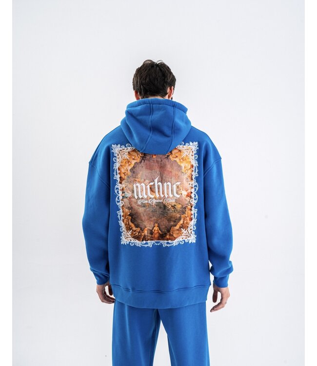 OVERSIZED HOODIE MET GEBORDUURDE LIJST EN SPECIALE PRINT MCH04 BLAUW La Rue