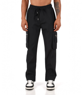Ankle-Zip Utility Cargo Pants - Black - La Rue