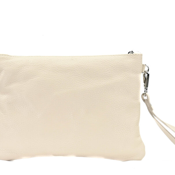 Fique the label TED CLUTCH | CREME LEATHER
