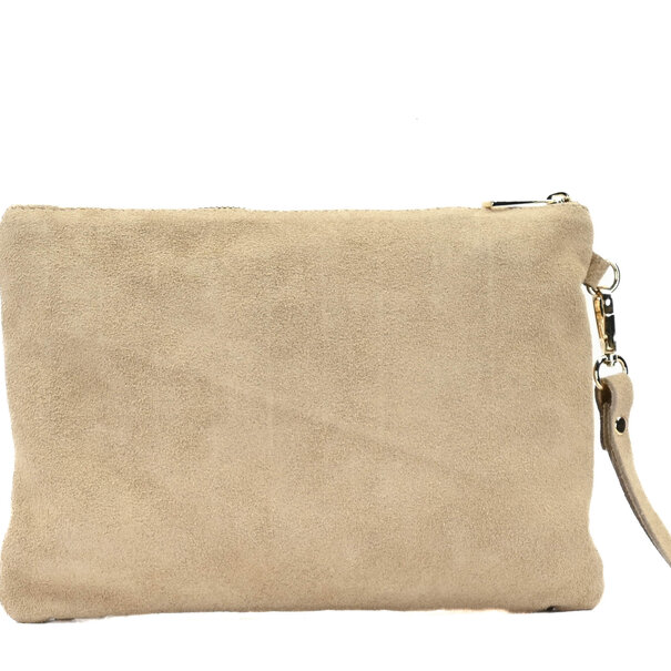 Fique the label TED CLUTCH | BEIGE SUEDE