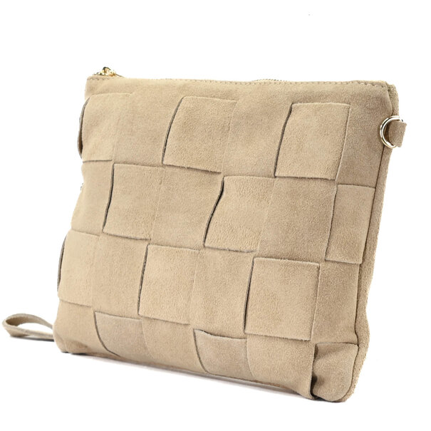 Fique the label TED CLUTCH | BEIGE SUEDE