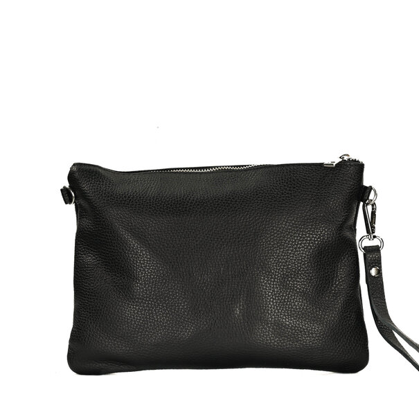 Fique the label TED CLUTCH | BLACK LEATHER