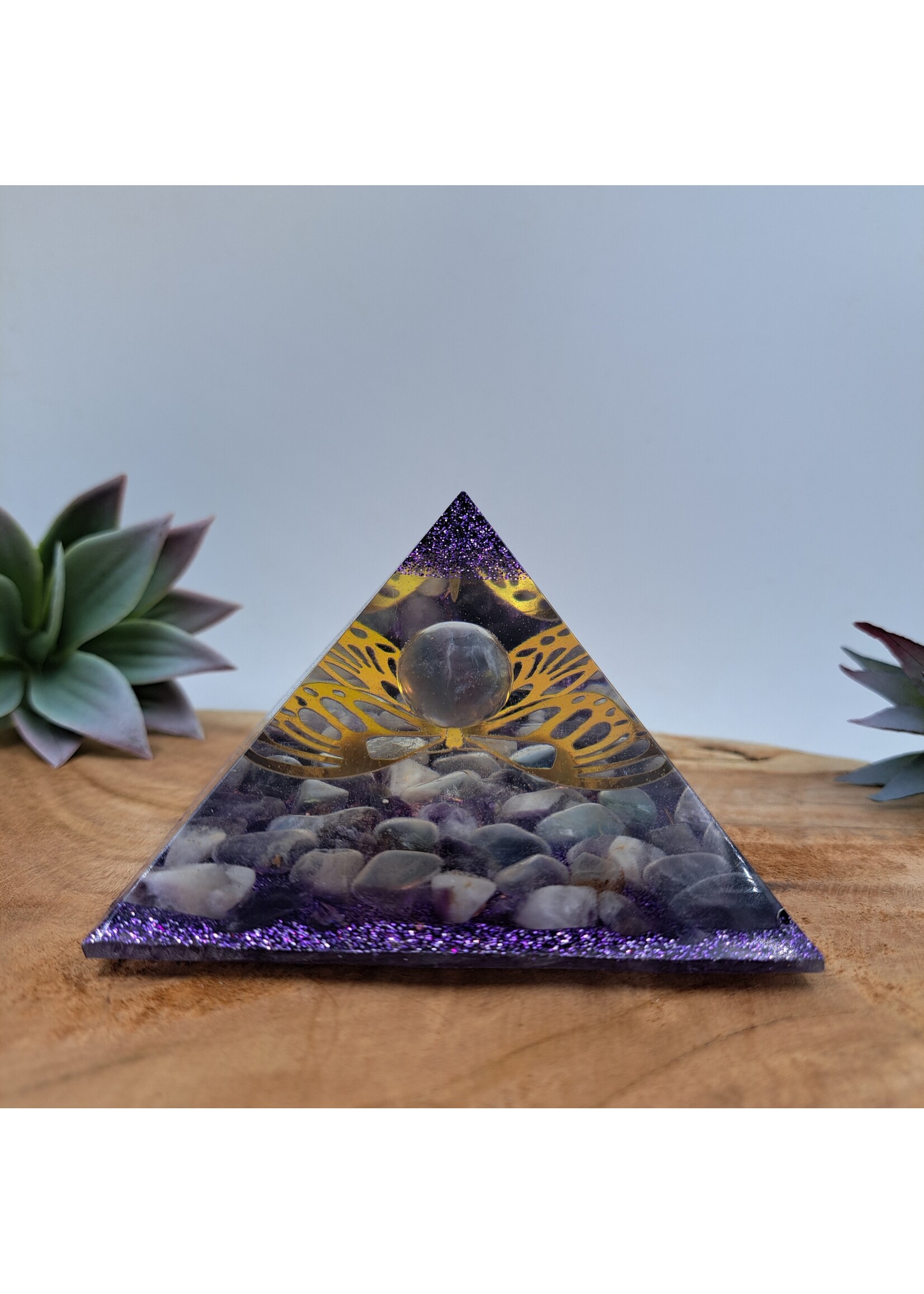 Handgemaakt Piramide Vlinder Fluoriet