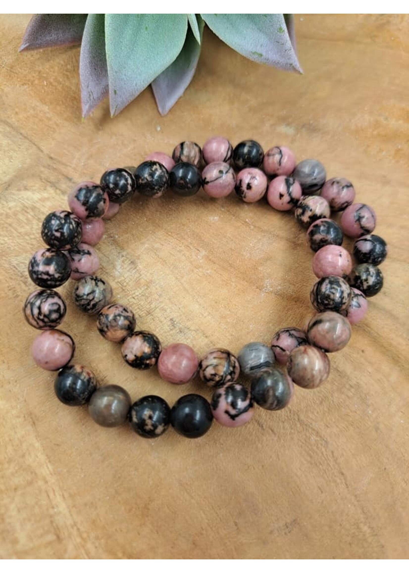 Rhodoniet armband 8 mm kraal