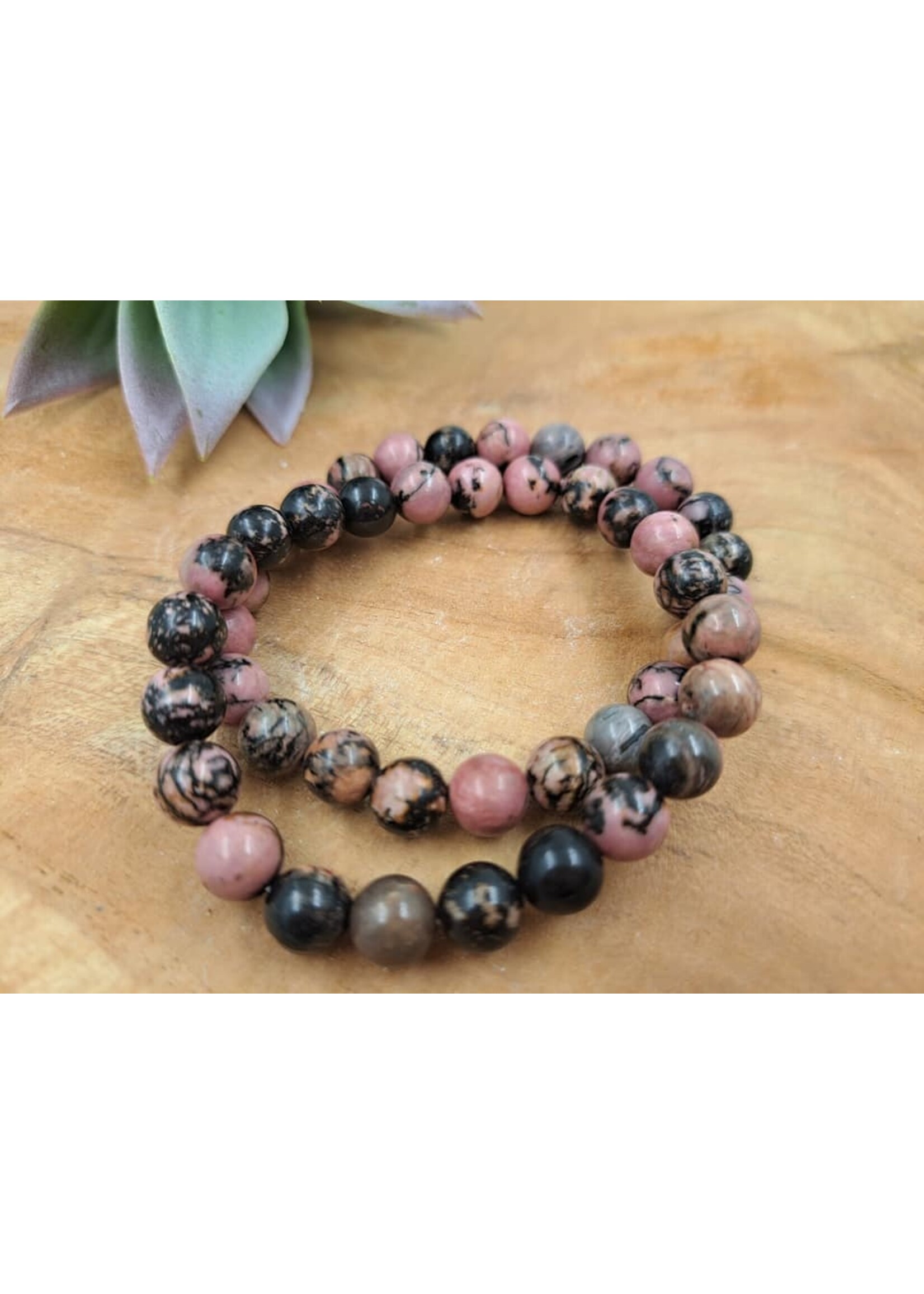 Rhodoniet armband 8 mm kraal