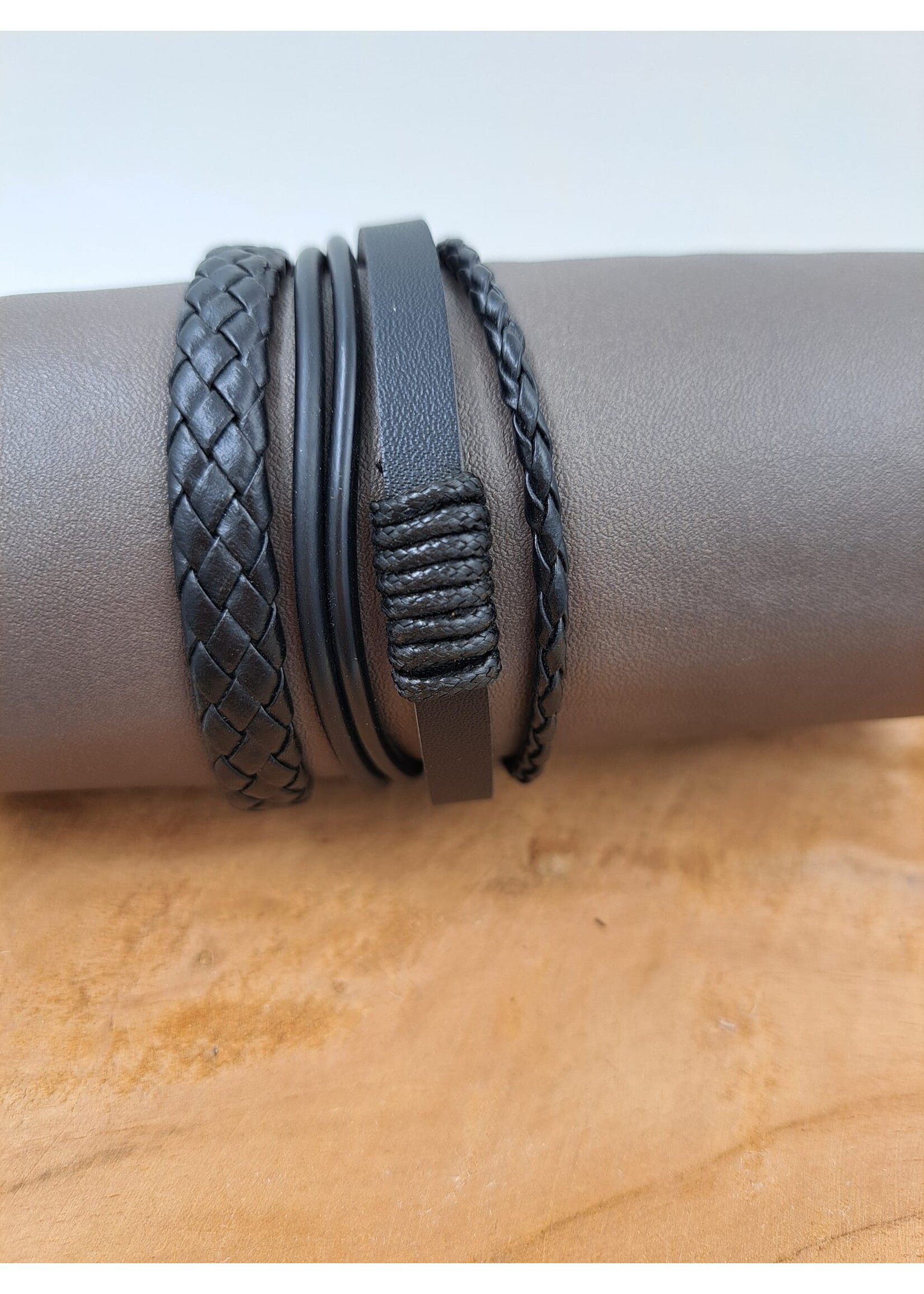 Lederen set simple black