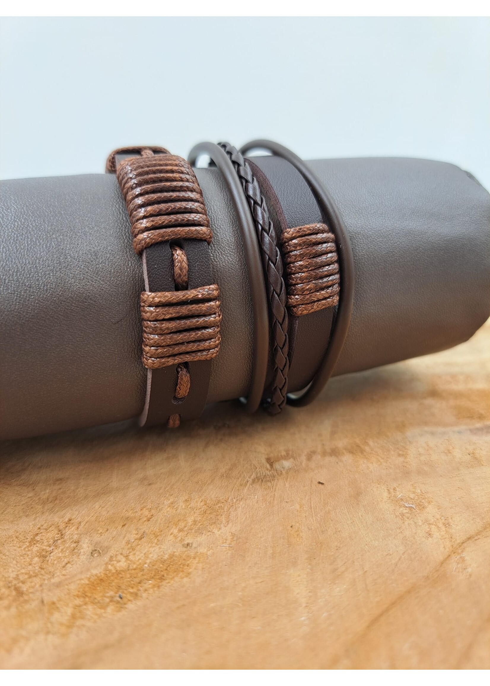 Lederen set simple Brown