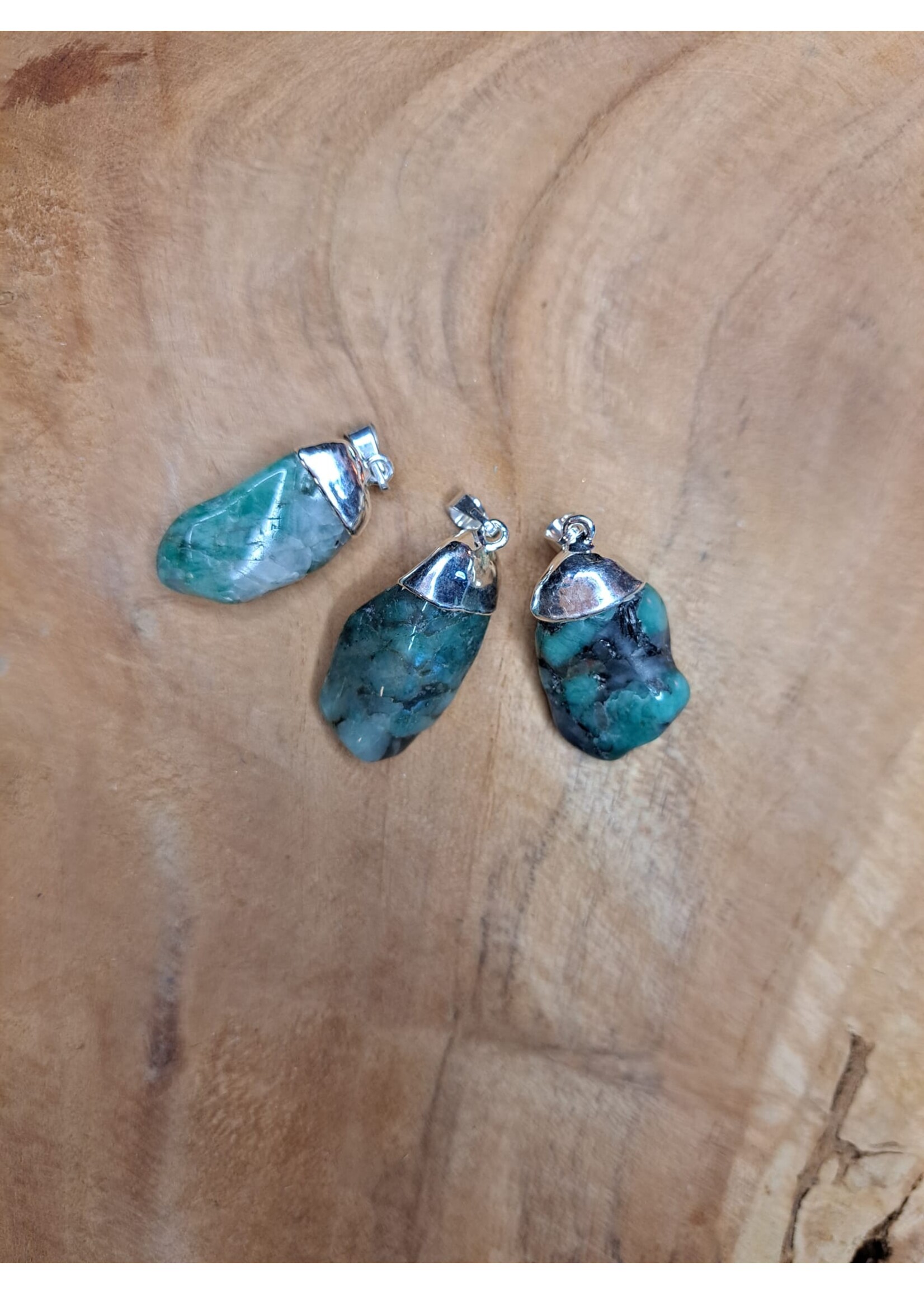 Chrysopraas hanger verzilverd