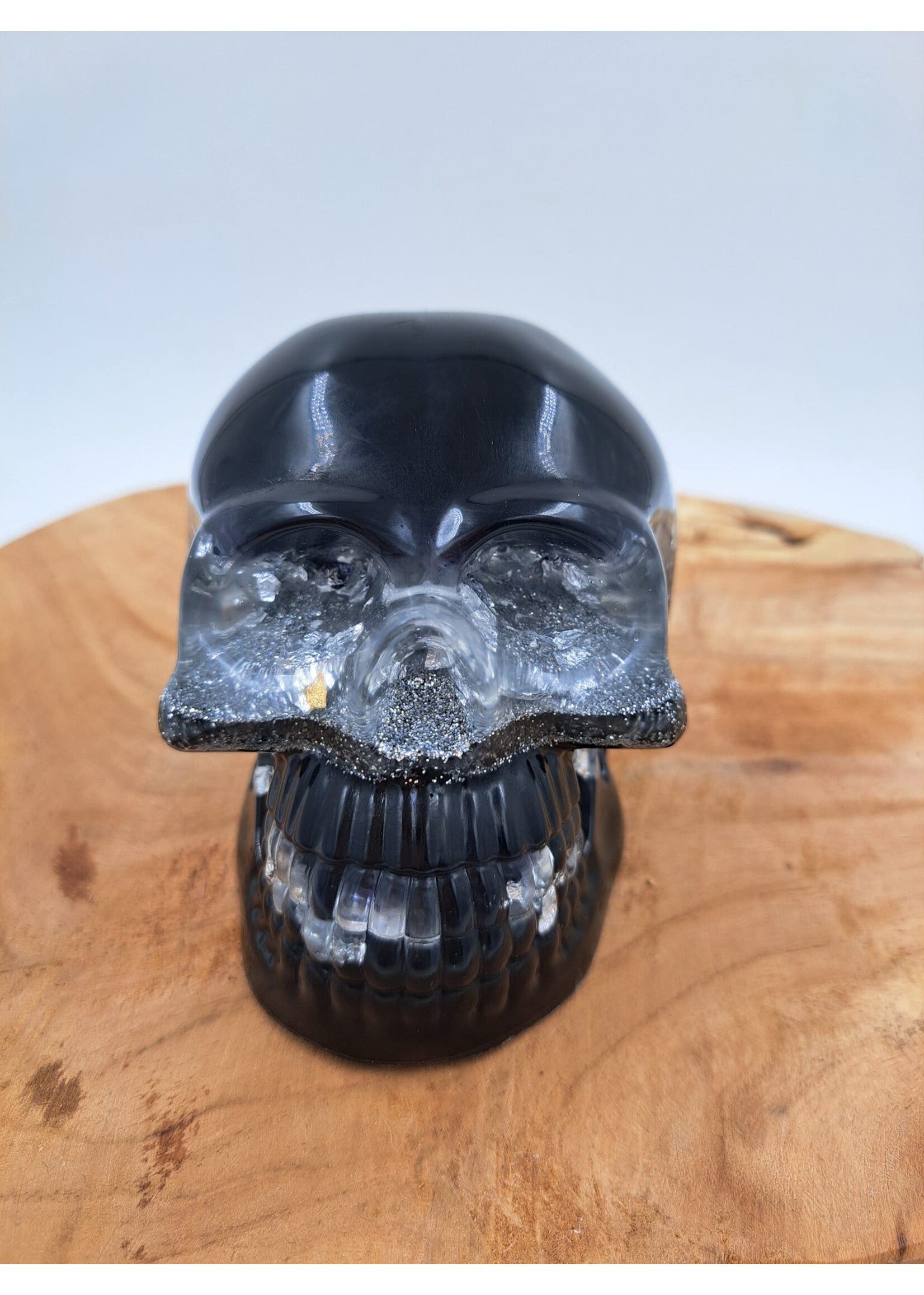 Handgemaakt Zwarte skull met zilver decoratief