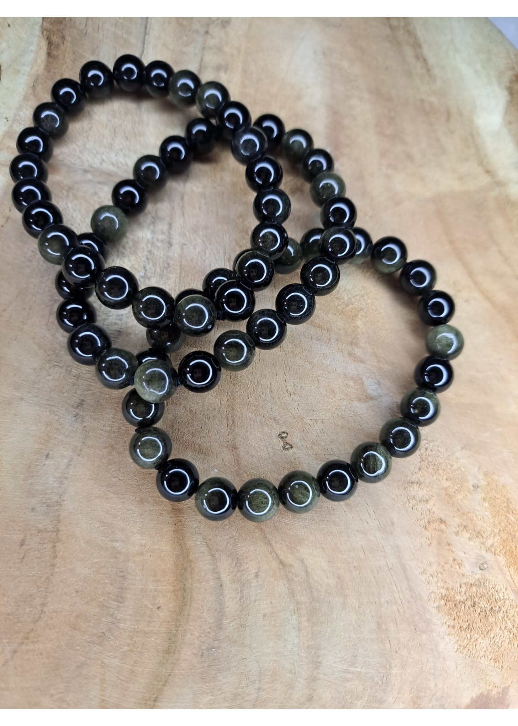 Goudobsidiaan armband  8 mm kraal