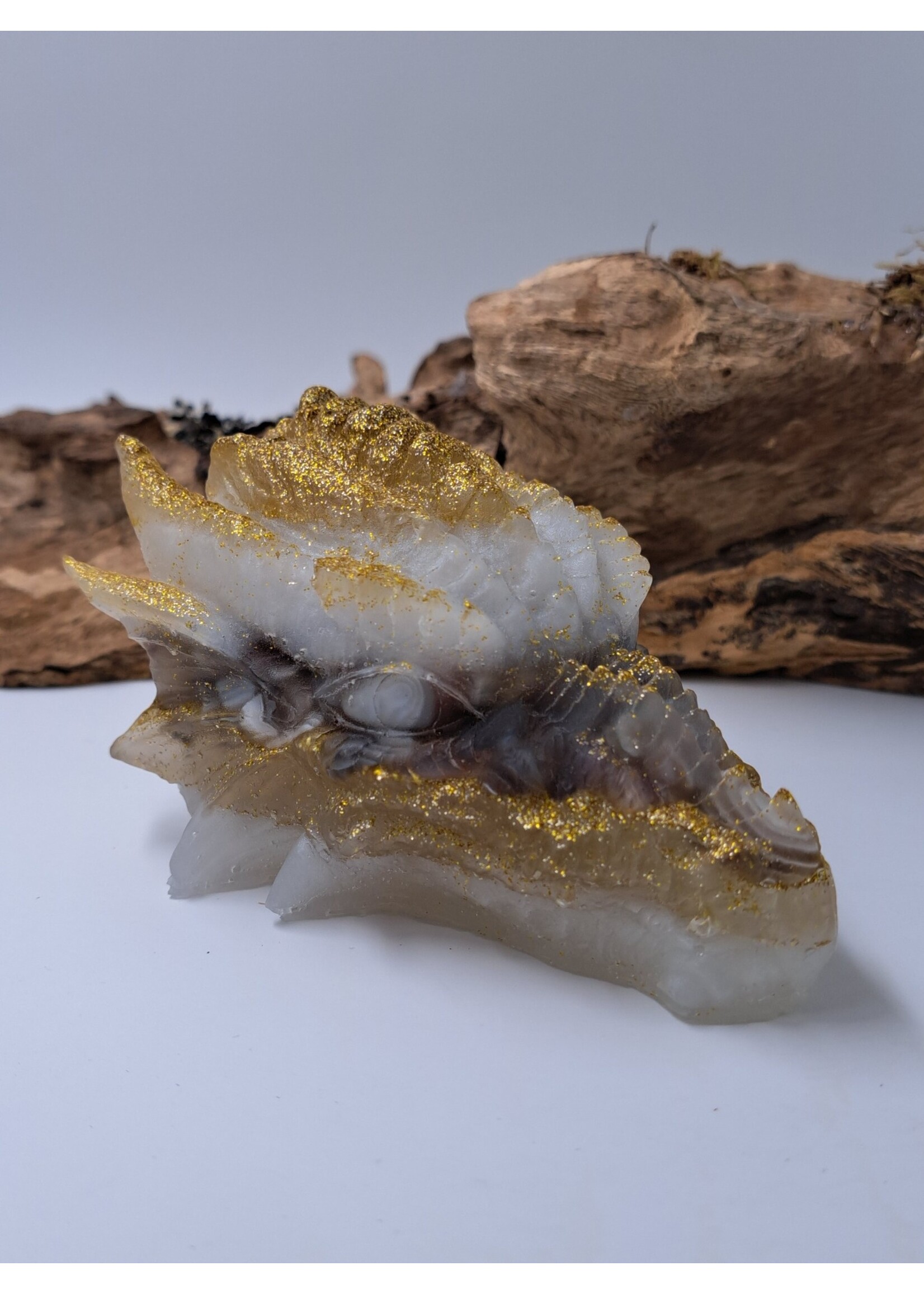 Handgemaakt Orgonite Drakenskull Botswana agaat