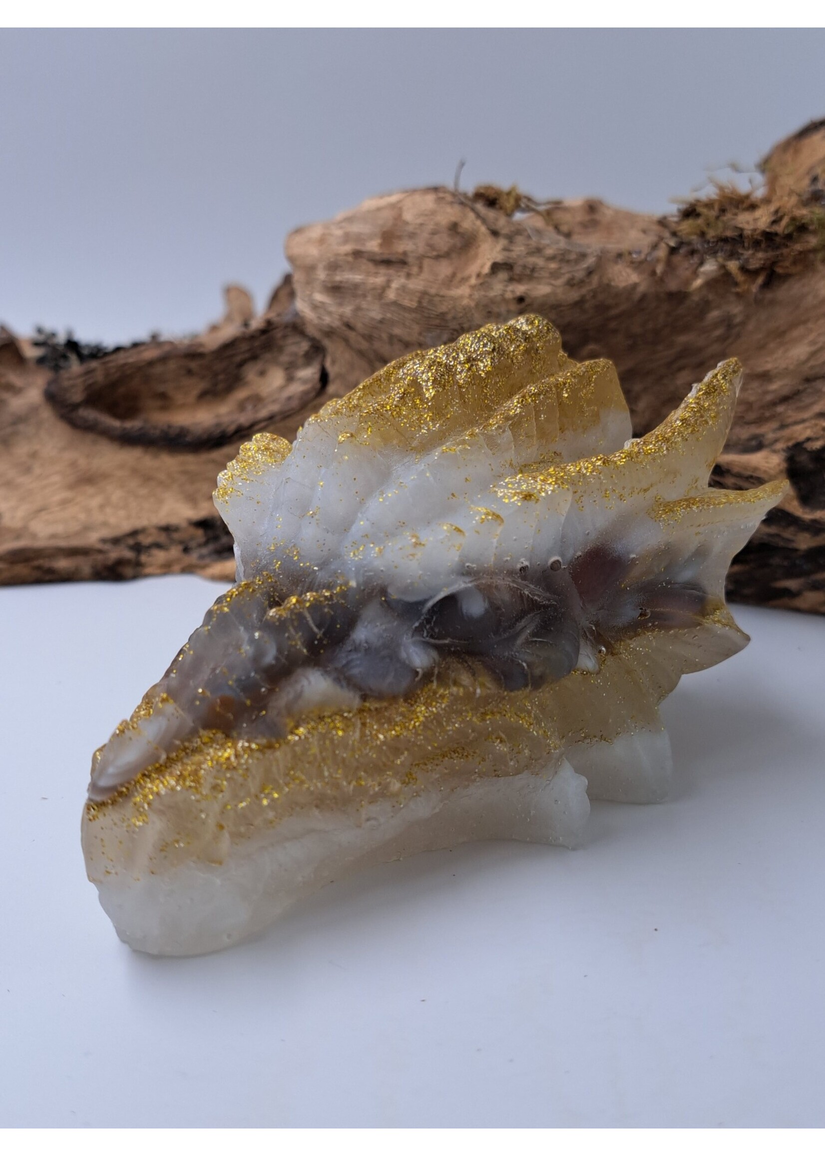 Handgemaakt Orgonite Drakenskull Botswana agaat