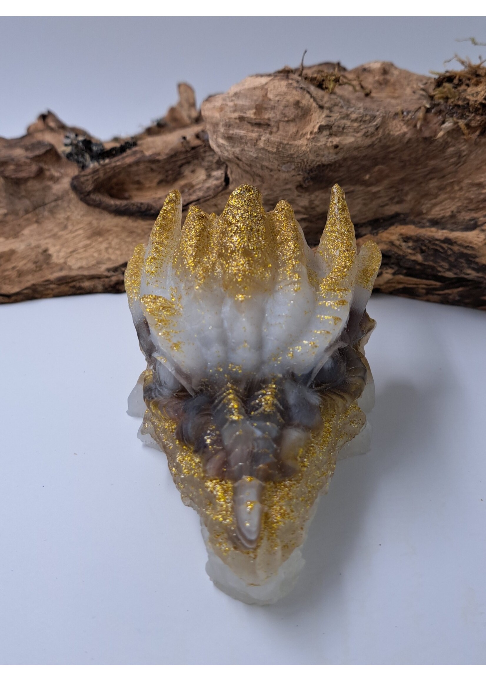 Handgemaakt Orgonite Drakenskull Botswana agaat