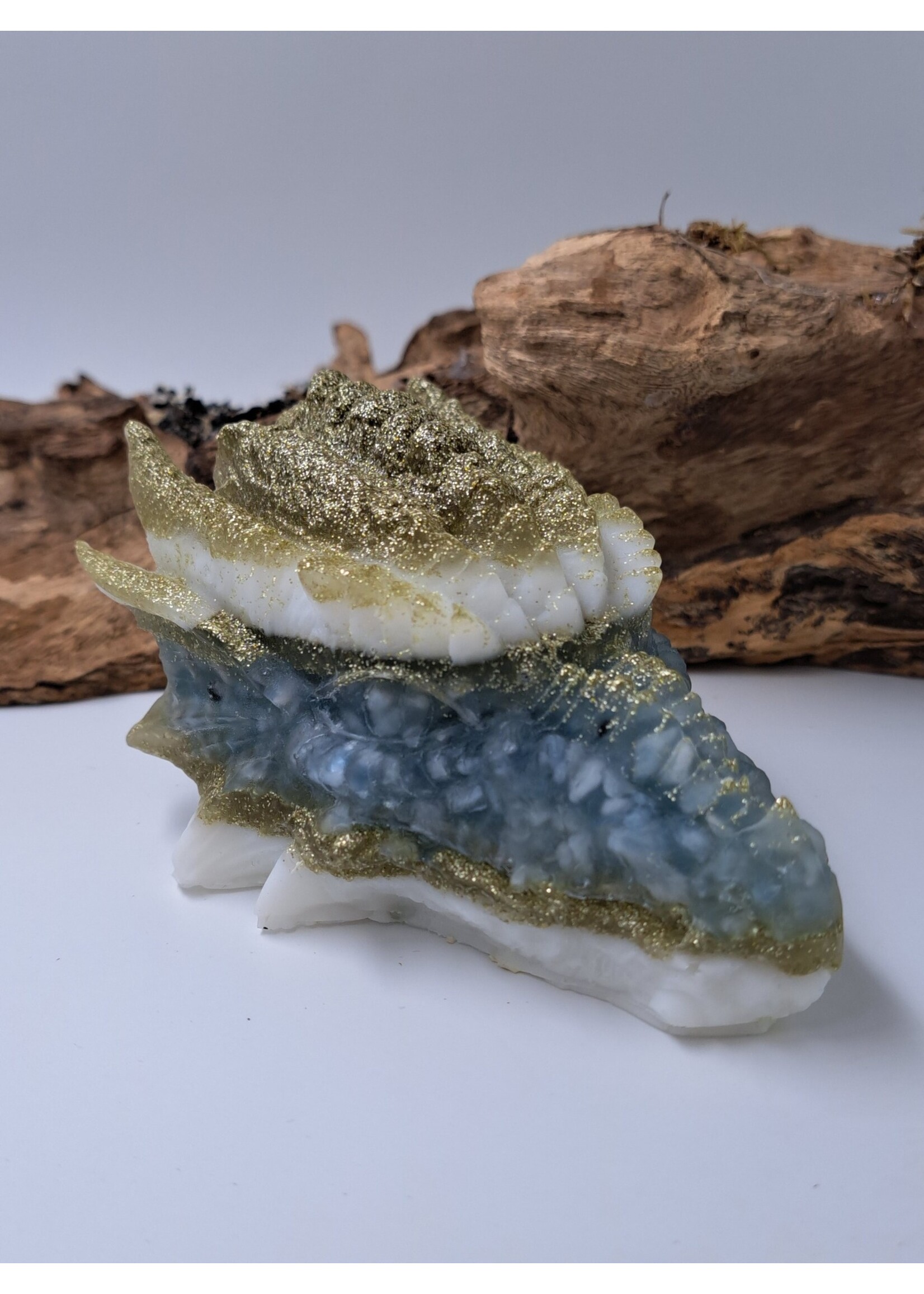 Handgemaakt Orgonite Drakenskull  Aquamarijn